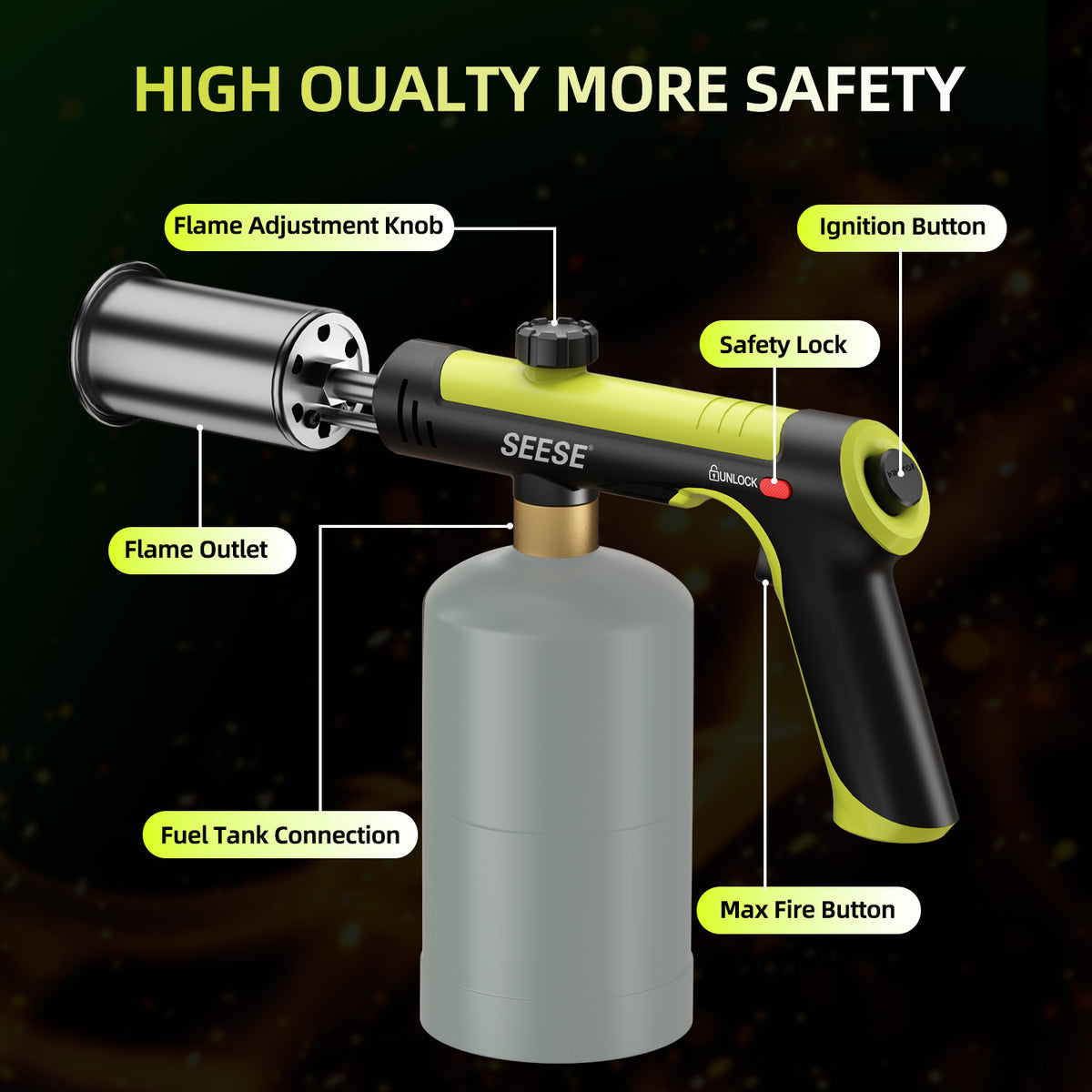 SEESE Propane Searing Torch with Adjustable Flame