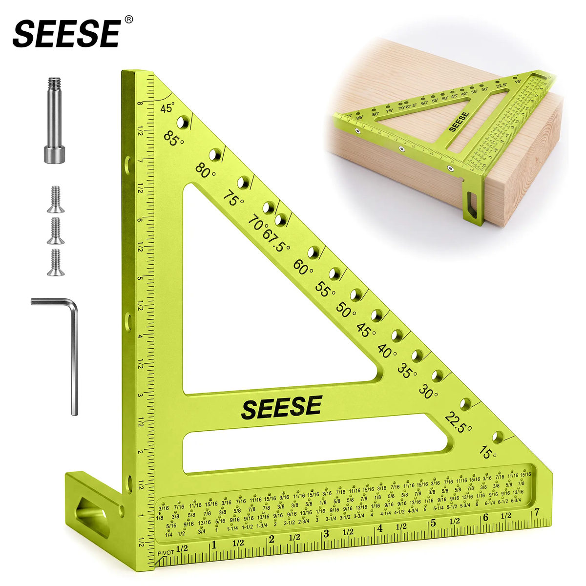 SEESE 3D Aluminum Carpenter Square for Measuring and Marking