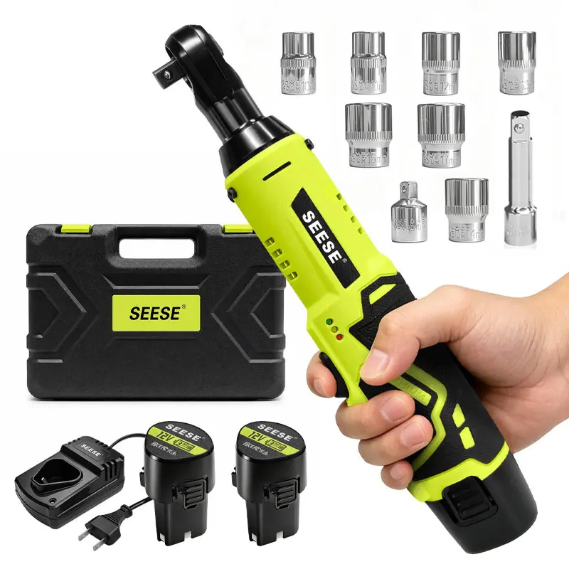 SEESE 12V 3/8-Inch Cordless Electric Ratchet Wrench Kit