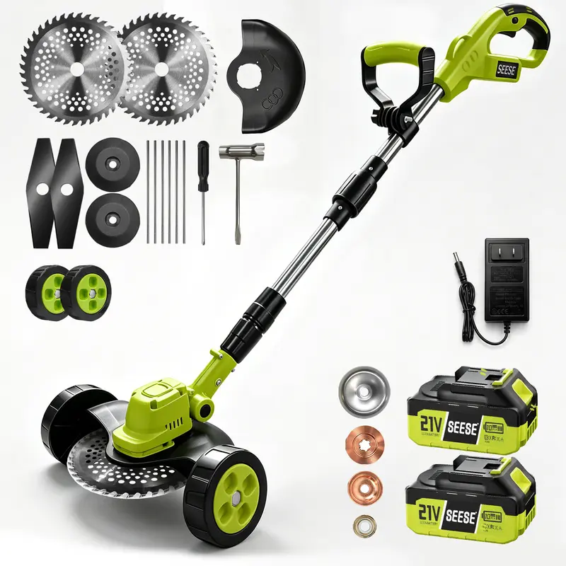 SEESE Cordless Grass Trimmer and Edger with Interchangeable Blades