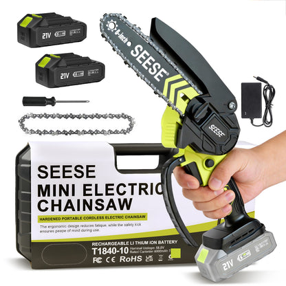 SEESE 6-Inch Cordless Mini Chainsaw for Pruning and Wood Cutting