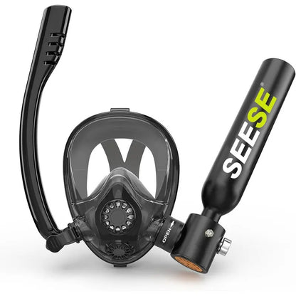 SEESE 0.5L Mini Scuba Tank with Full-Face Snorkel Mask