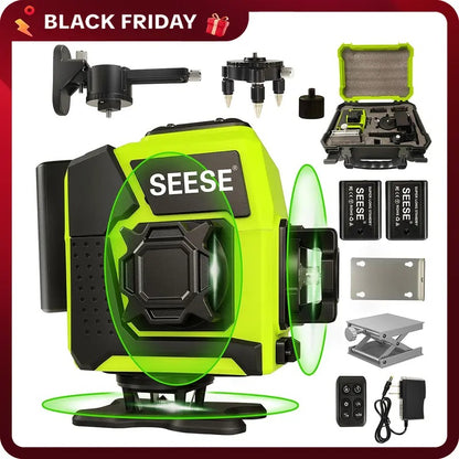 SEESE 12-Line Green Laser Level with Remote Control