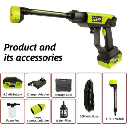 SEESE Cordless Portable Power Cleaner with 6-in-1 Nozzle