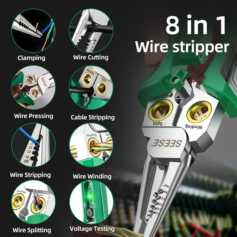 8-in-1 Wire Stripper and Cutting Pliers