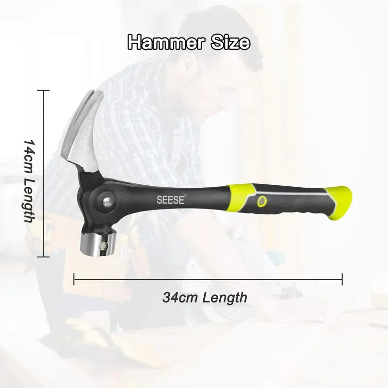 SEESE 16 oz. Indexing Claw Hammer with Magnetic Nail Starter