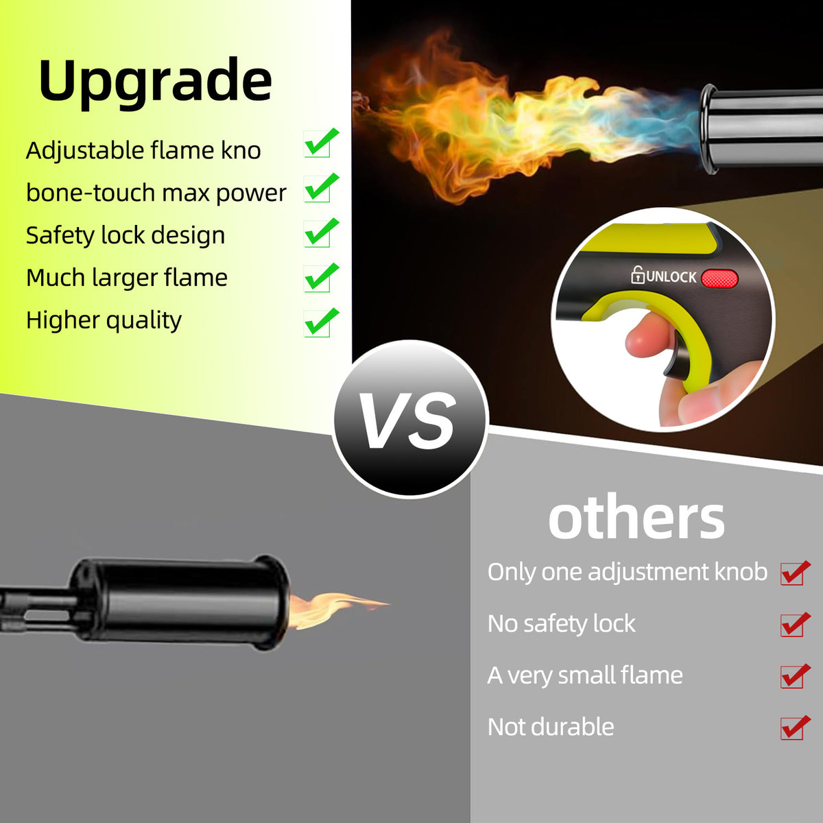 SEESE Propane Searing Torch with Adjustable Flame