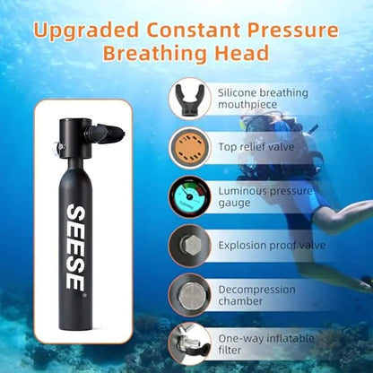 SEESE 0.5L Mini Scuba Tank with Full-Face Snorkel Mask