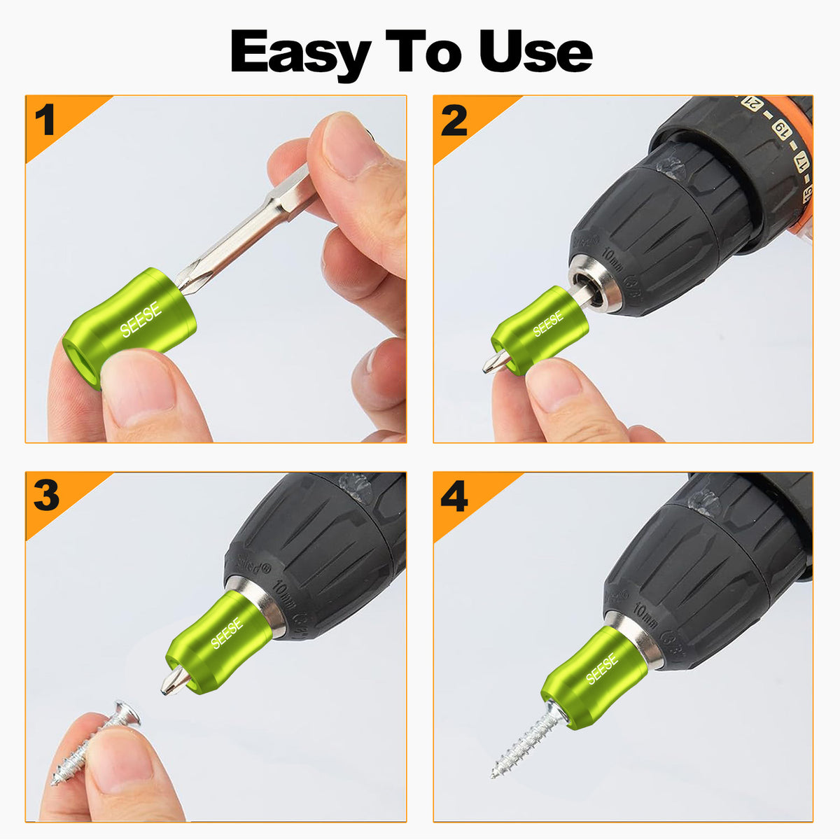 SEESE 2PCS Strong Magnetic Screw Rings – Universal 1/4(6.35mm) Fit for Hex Screwdrivers & Power Drill Bits