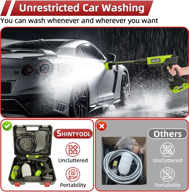 SEESE Cordless Portable Power Cleaner with 6-in-1 Nozzle