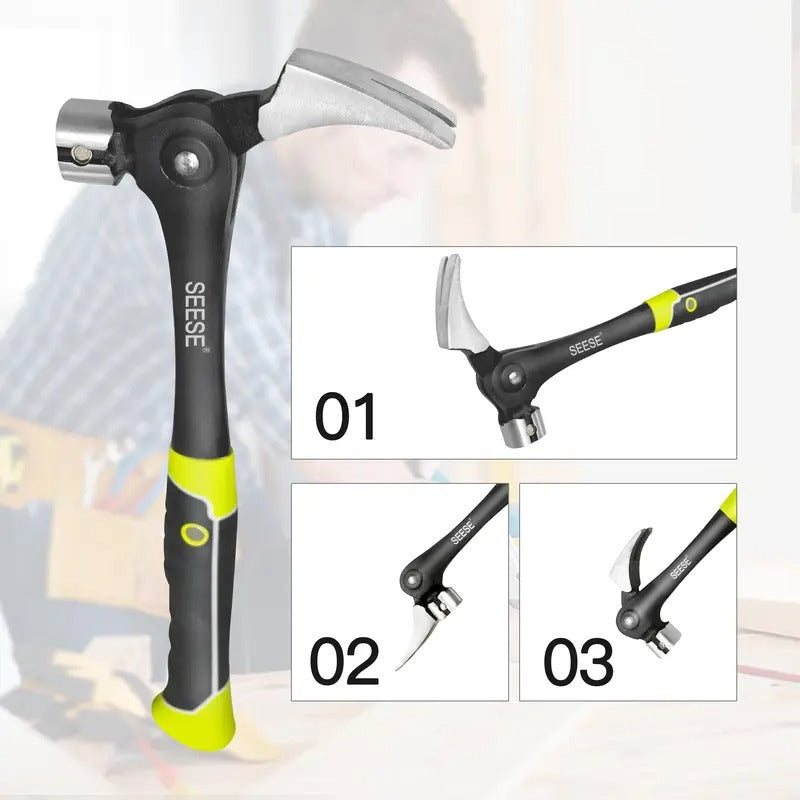 SEESE 16 oz. Indexing Claw Hammer with Magnetic Nail Starter