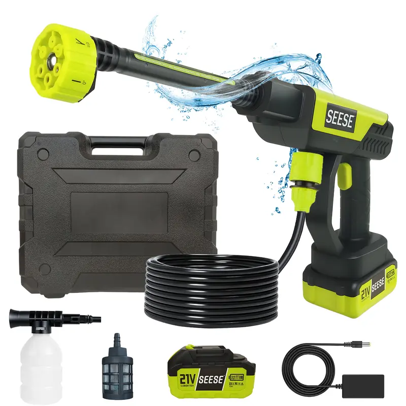 SEESE Cordless Portable Power Cleaner with 6-in-1 Nozzle