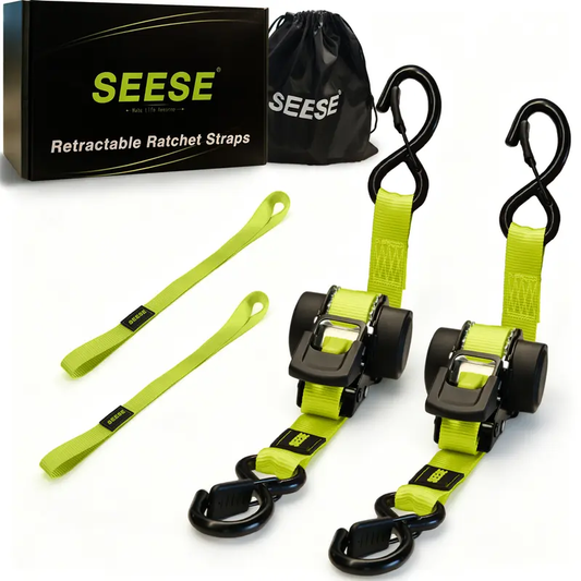 SEESE 1-Inch x 11-Foot Retractable Ratchet Tie-Down Straps