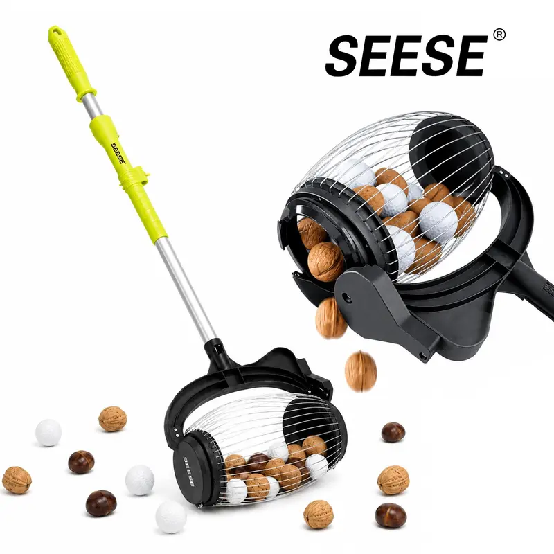 SEESE Nut Gatherer with Telescoping Handle and Dump Outlet