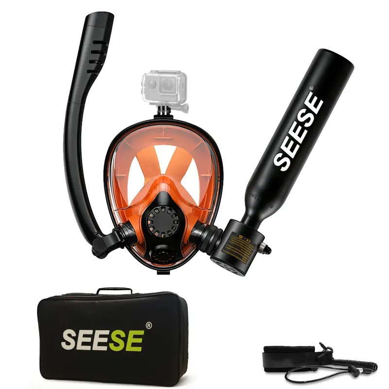 SEESE 0.5L Mini Scuba Tank with Full-Face Snorkel Mask