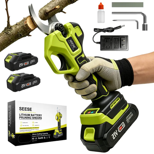 SEESE Cordless Electric Pruning Shears with Adjustable Cutting Opening